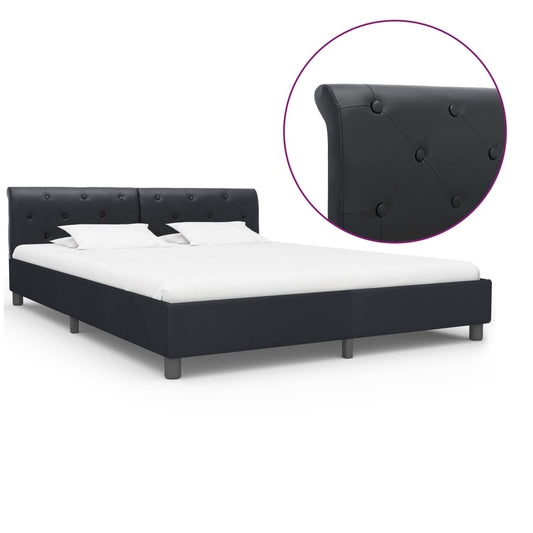 Estrutura de cama 180x200 cm couro artificial preto