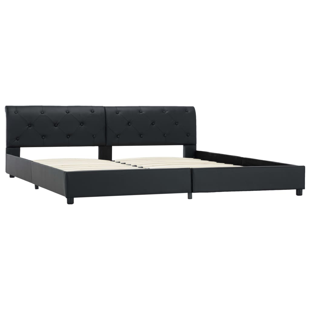 Estrutura de cama 180x200 cm couro artificial preto