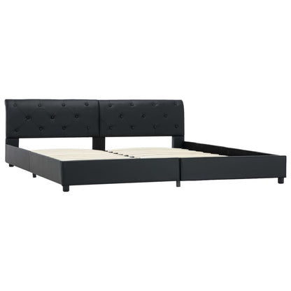 Estrutura de cama 180x200 cm couro artificial preto