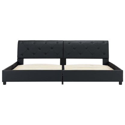 Estrutura de cama 180x200 cm couro artificial preto