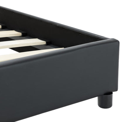 Estrutura de cama 180x200 cm couro artificial preto