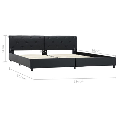Estrutura de cama 180x200 cm couro artificial preto