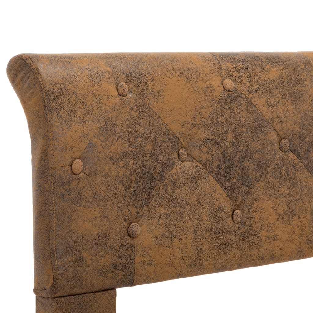 Estrutura de cama 140x200 cm camurça artificial castanho