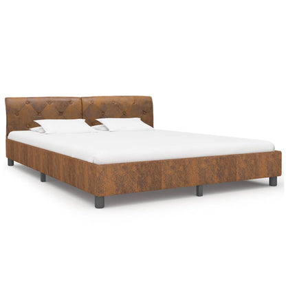 Estrutura de cama 180x200 cm camurça artificial castanho