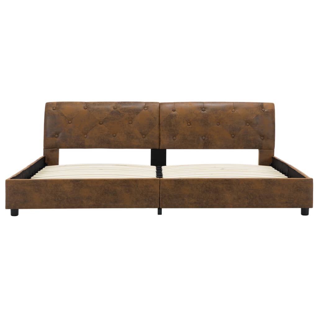 Estrutura de cama 180x200 cm camurça artificial castanho