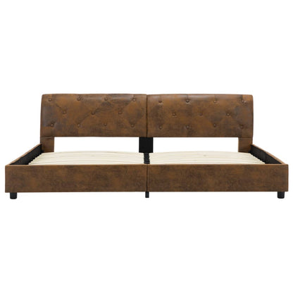 Estrutura de cama 180x200 cm camurça artificial castanho