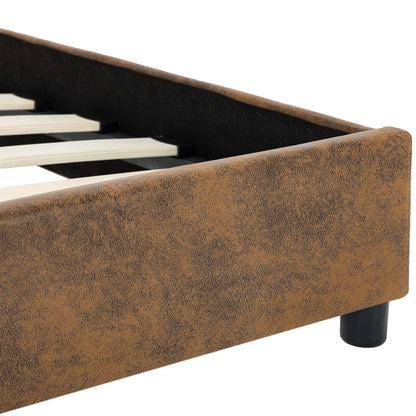 Estrutura de cama 180x200 cm camurça artificial castanho
