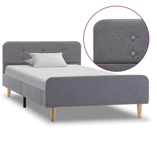 Estrutura de cama em tecido 90x200 cm cinzento-claro