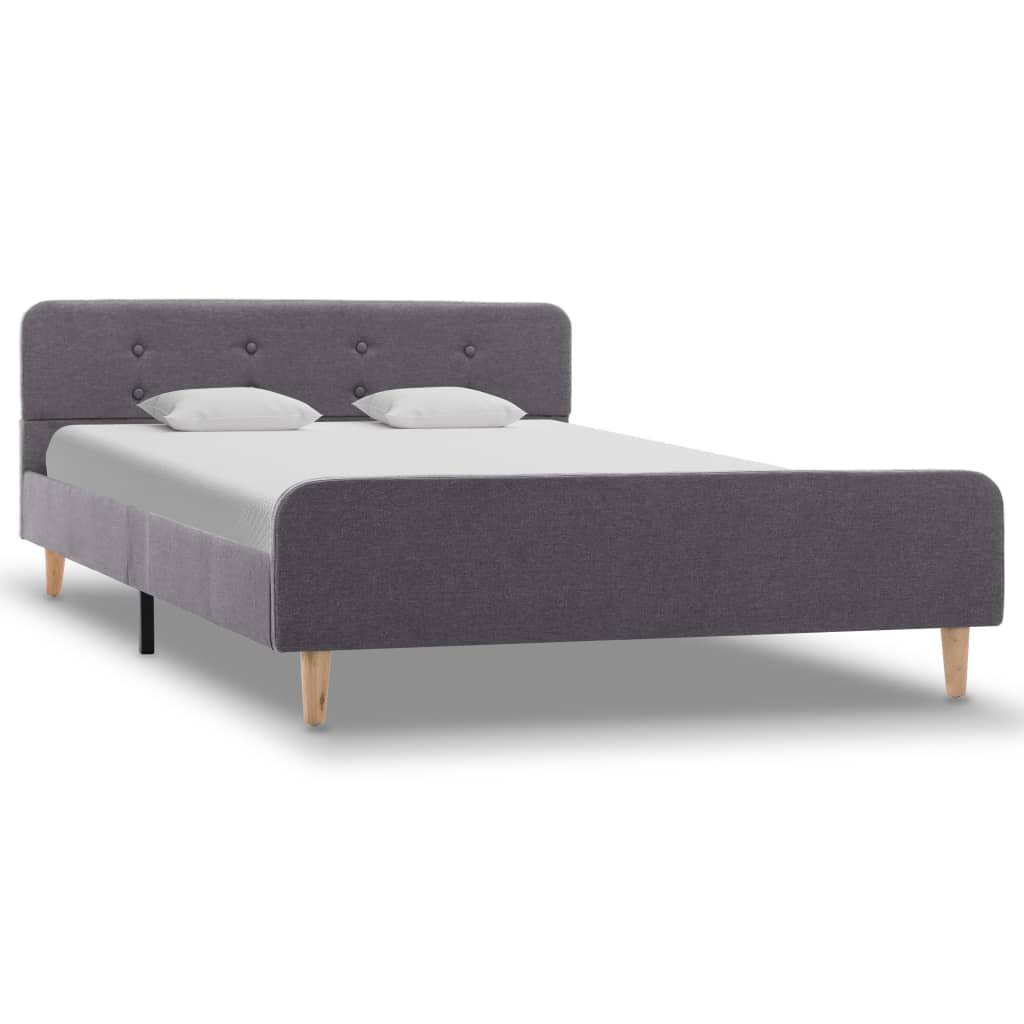 Estrutura de cama em tecido 120x200 cm cinzento-claro