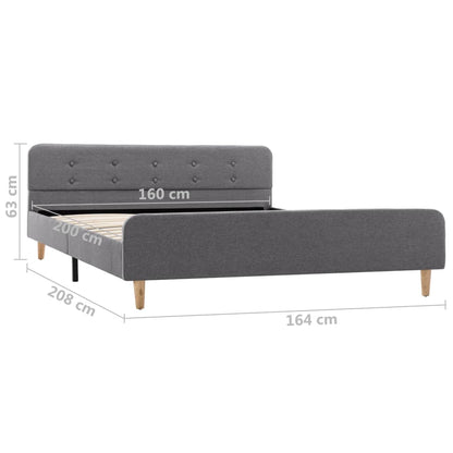 Estrutura de cama em tecido 160x200 cm cinzento-claro