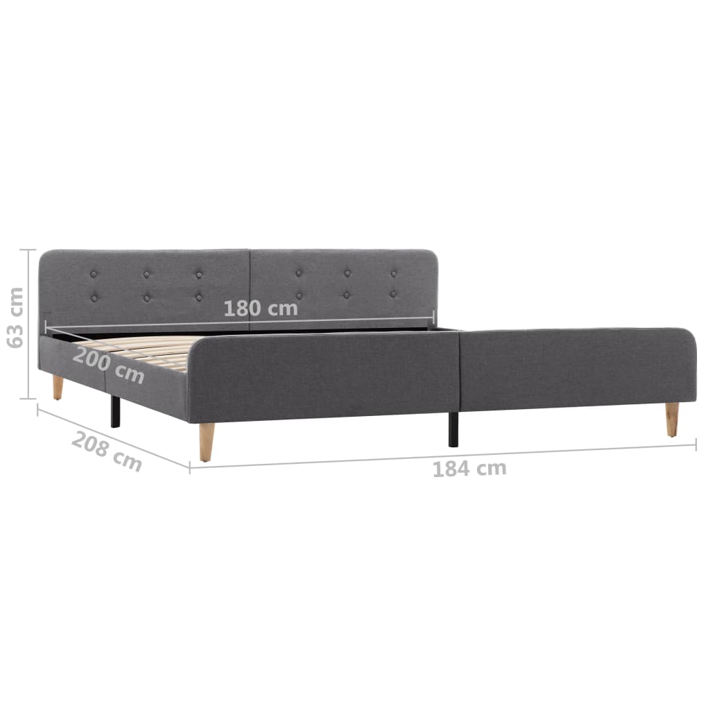 Estrutura de cama em tecido 180x200 cm cinzento-claro