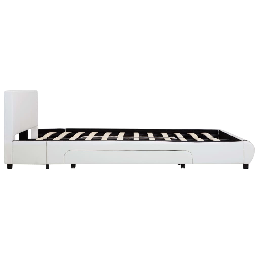 Estrutura de cama com gavetas 140x200cm couro artificial branco
