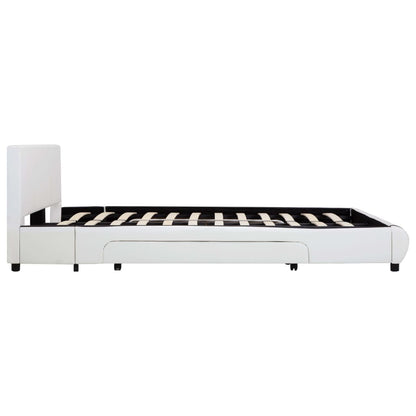 Estrutura de cama com gavetas 140x200cm couro artificial branco