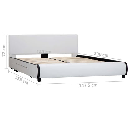 Estrutura de cama com gavetas 140x200cm couro artificial branco