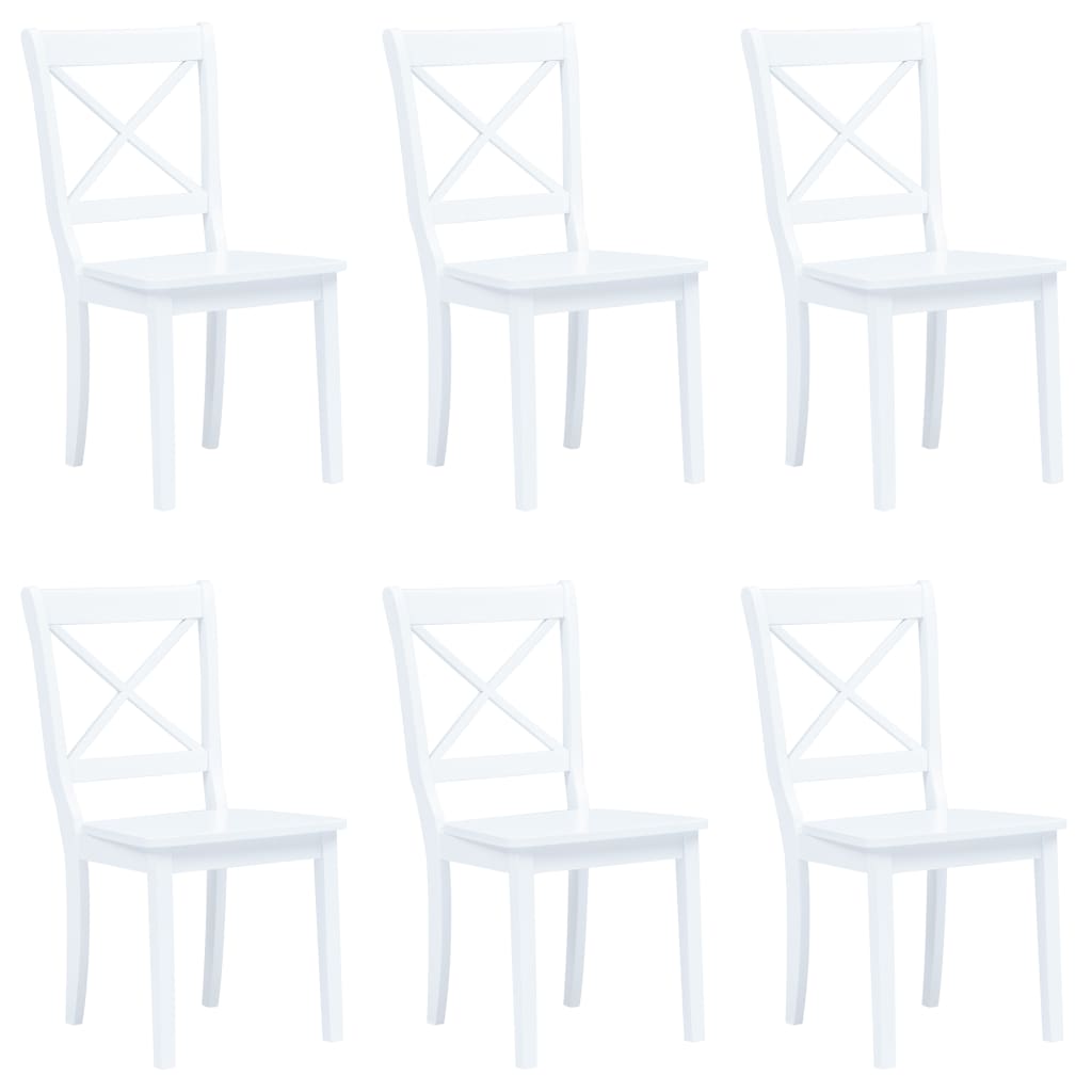 Cadeiras de jantar 6 pcs seringueira maciça branco