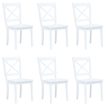 Cadeiras de jantar 6 pcs seringueira maciça branco