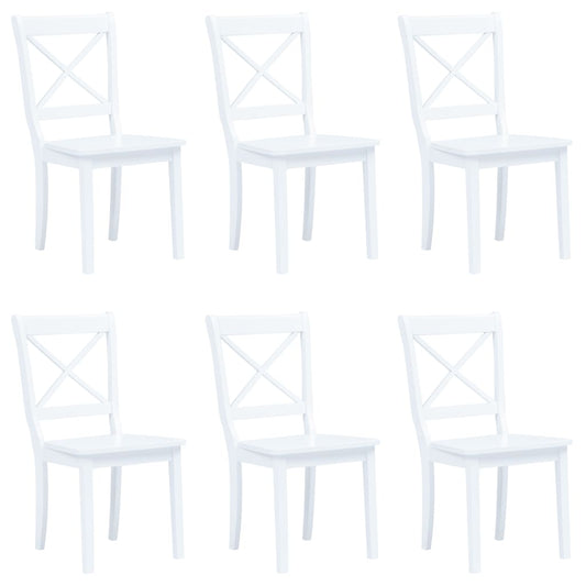Cadeiras de jantar 6 pcs seringueira maciça branco