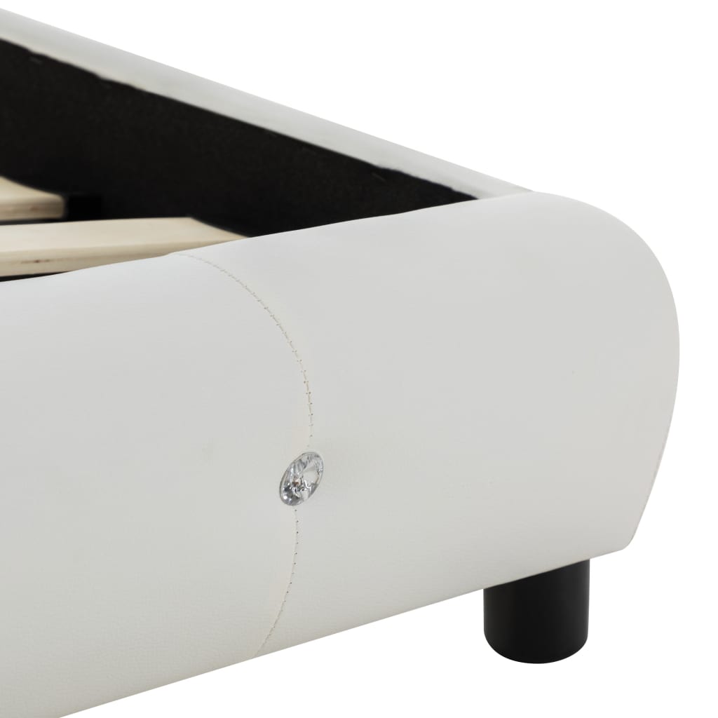 Cama + colchão espuma memória 90x200 cm couro artificial branco