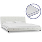 Cama + colchão espuma memória 160x200cm couro artificial branco