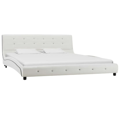 Cama + colchão espuma memória 160x200cm couro artificial branco