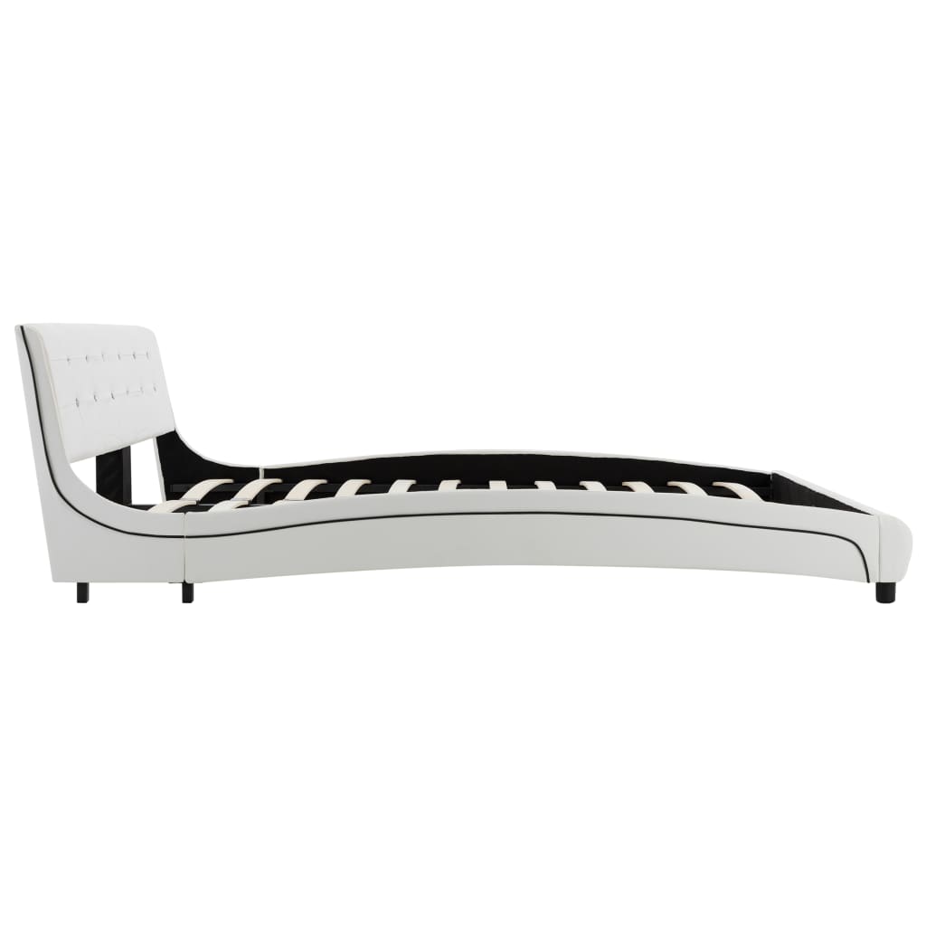 Cama + colchão espuma memória 160x200cm couro artificial branco