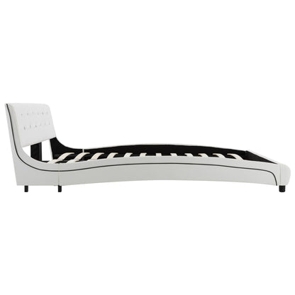 Cama + colchão espuma memória 160x200cm couro artificial branco