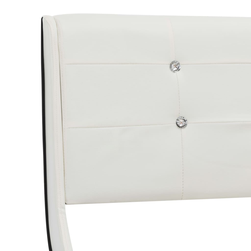 Cama + colchão espuma memória 160x200cm couro artificial branco