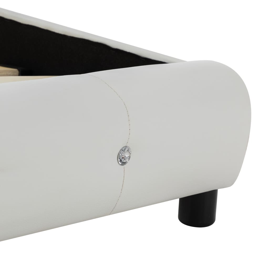 Cama + colchão espuma memória 160x200cm couro artificial branco