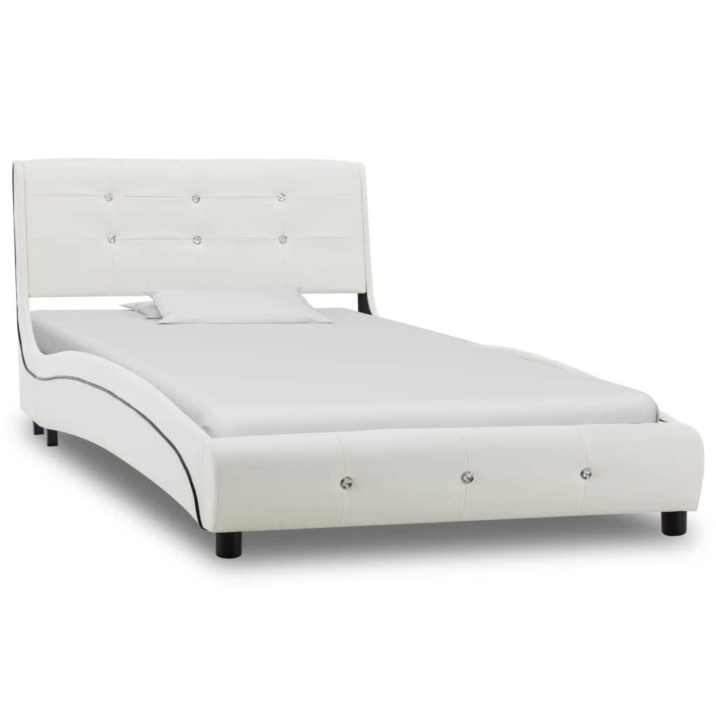 Cama com colchão 90x200 cm couro artificial branco