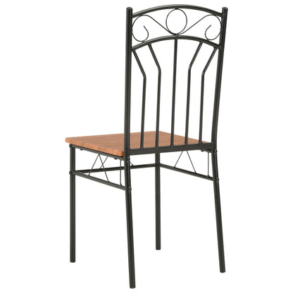 7 pcs conjunto de jantar em MDF e aço castanho