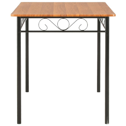7 pcs conjunto de jantar em MDF e aço castanho