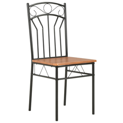 7 pcs conjunto de jantar em MDF e aço castanho