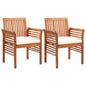 Cadeiras de jantar jardim c/ almofadões 2 pcs madeira acácia