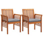 Cadeiras de jantar jardim c/ almofadões 2 pcs madeira acácia