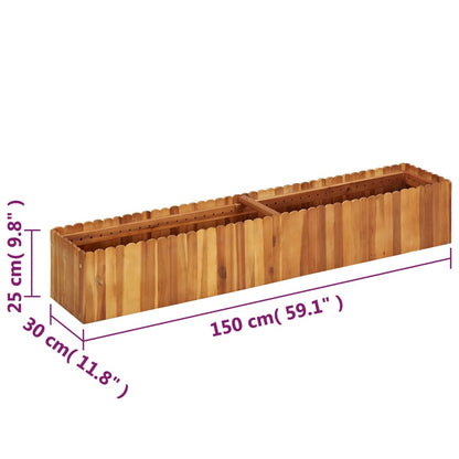 Floreira de jardim 150x30x25 cm madeira de acácia maciça