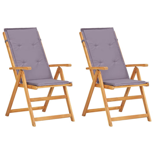 Cadeiras jardim reclináveis 2pcs madeira acácia maciça castanho