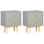 Mesas cabeceira 2 pcs 40x30x50cm madeira pinho maciça cinzento