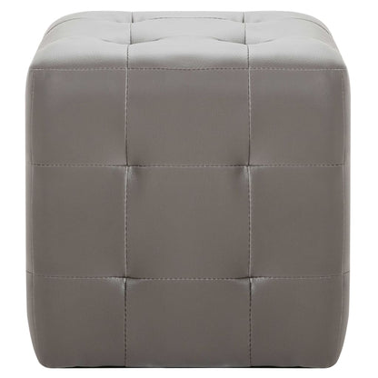 Pufe 2 pcs 30x30x30 cm couro artificial cinzento