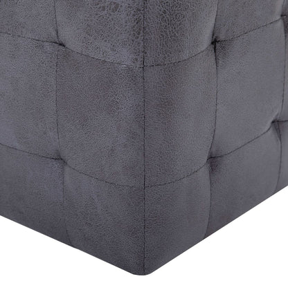 Pufe 2 pcs 30x30x30 cm camurça artificial cinzento