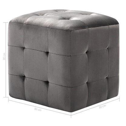Pufe 2 pcs 30x30x30 cm veludo cinzento