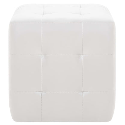 Pufe 2 pcs 30x30x30 cm couro artificial branco