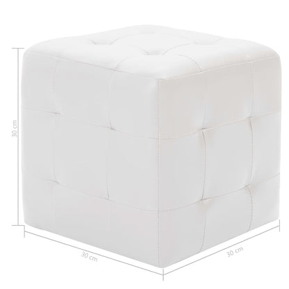 Pufe 2 pcs 30x30x30 cm couro artificial branco