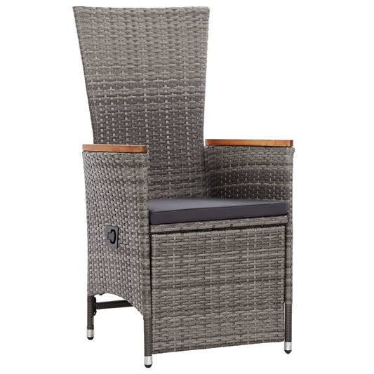 Cadeiras jardim reclináveis 2 pcs + almofadões vime PE cinzento