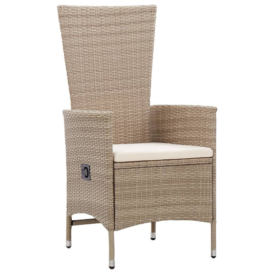Cadeiras de exterior 2 pcs com almofadões vime PE bege