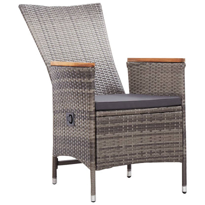 Cadeiras de exterior 2 pcs com almofadões vime PE cinzento