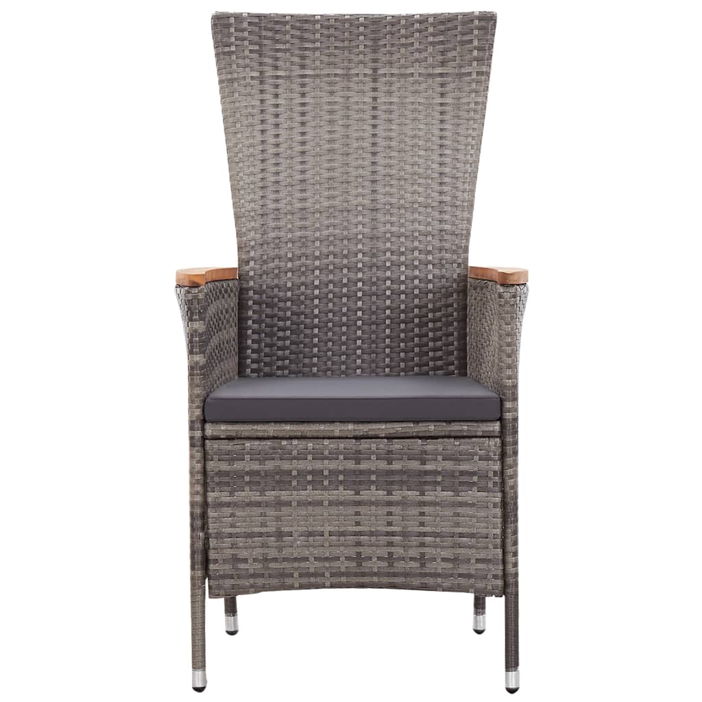 Cadeiras de exterior 2 pcs com almofadões vime PE cinzento