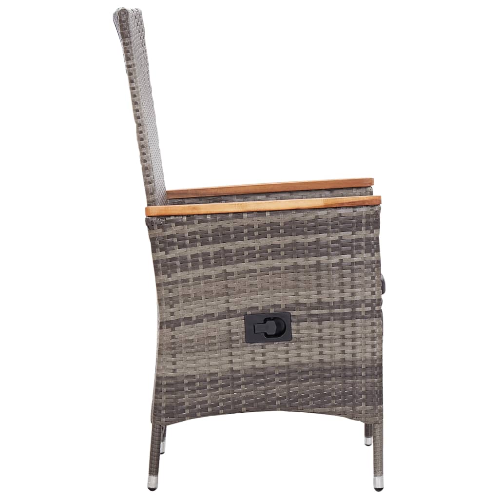 Cadeiras de exterior 2 pcs com almofadões vime PE cinzento