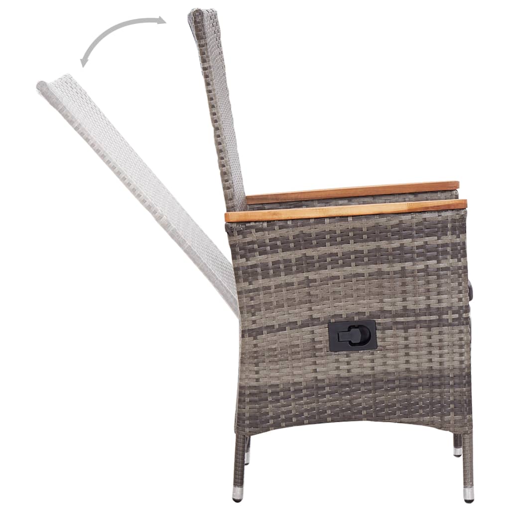 Cadeiras de exterior 2 pcs com almofadões vime PE cinzento