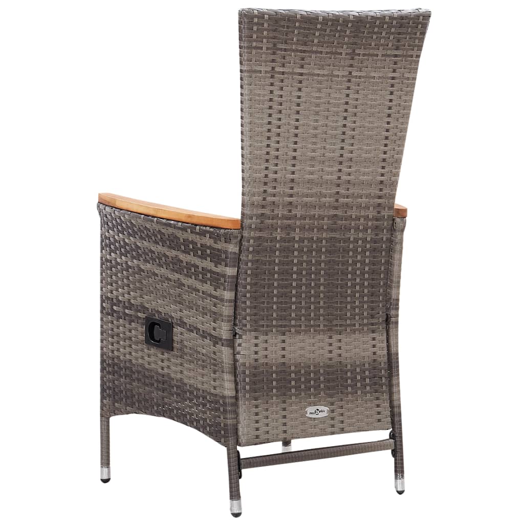 Cadeiras de exterior 2 pcs com almofadões vime PE cinzento