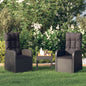 Cadeiras de jardim reclináveis 2pcs c/ almofadões vime PE preto